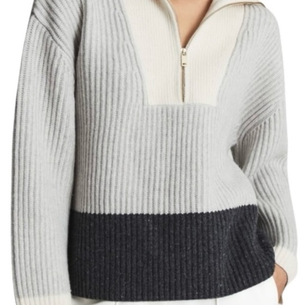 Reiss Jackie Colorblock Half-Zip Wool Sweater